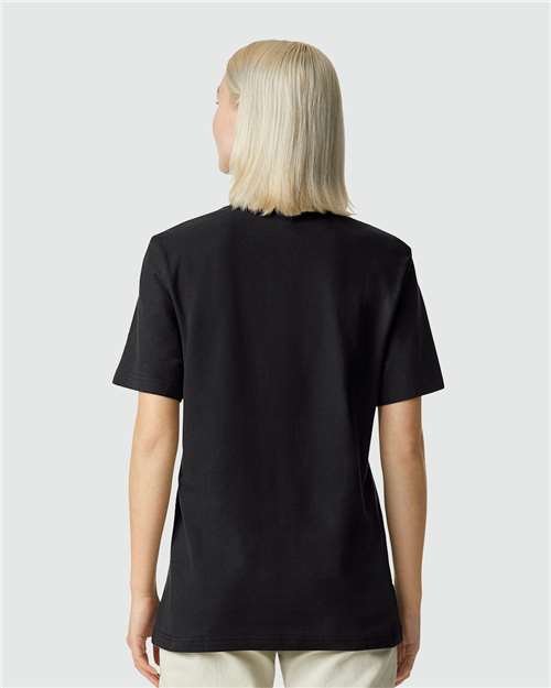 American Apparel 1PQ Unisex Pique Mock Neck Tee - Back view