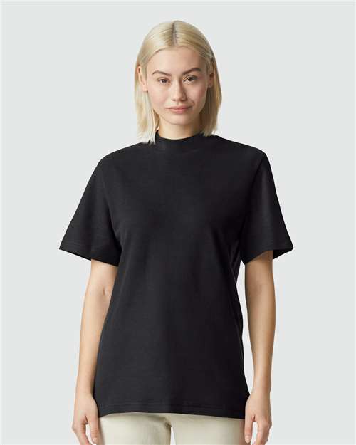 American Apparel 1PQ Unisex Pique Mock Neck Tee - Front view