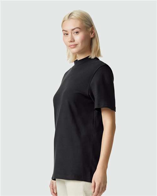 American Apparel 1PQ Unisex Pique Mock Neck Tee - Side view