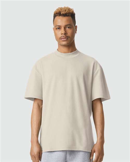 American Apparel 1PQ Unisex Pique Mock Neck Tee - Front view