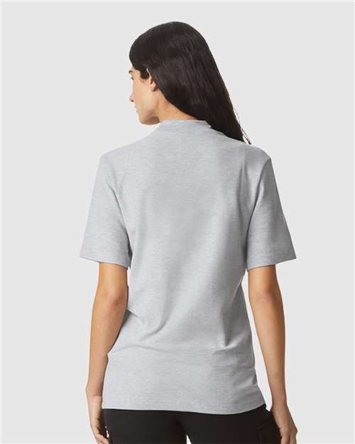 American Apparel 1PQ Unisex Pique Mock Neck Tee - Back view