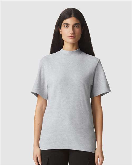 American Apparel 1PQ Unisex Pique Mock Neck Tee - Front view