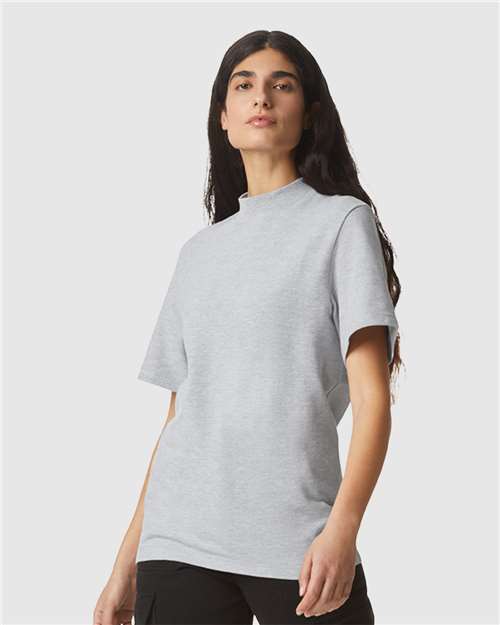 American Apparel 1PQ Unisex Pique Mock Neck Tee - Side view
