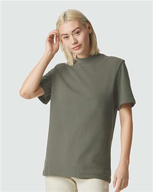 American Apparel 1PQ Unisex Pique Mock Neck Tee - Front view