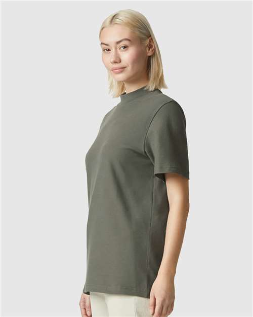 American Apparel 1PQ Unisex Pique Mock Neck Tee - Side view