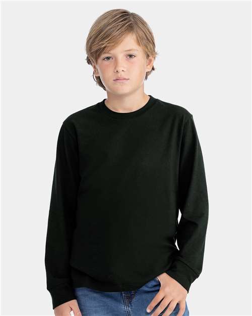 Next Level 3311 Youth Cotton Long Sleeve Tee - Front view