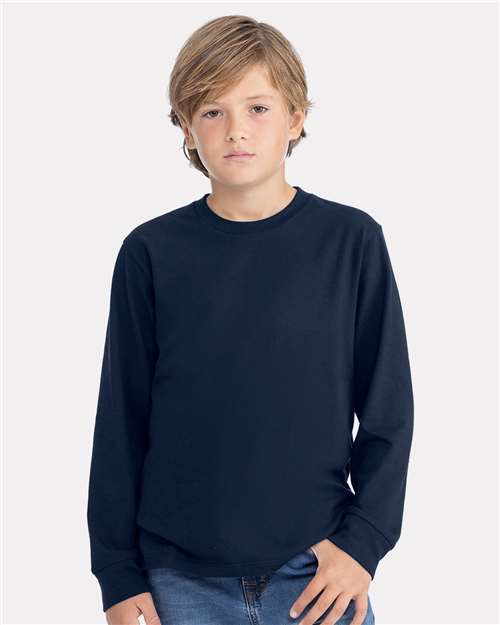 Next Level 3311 Youth Cotton Long Sleeve Tee - Front view