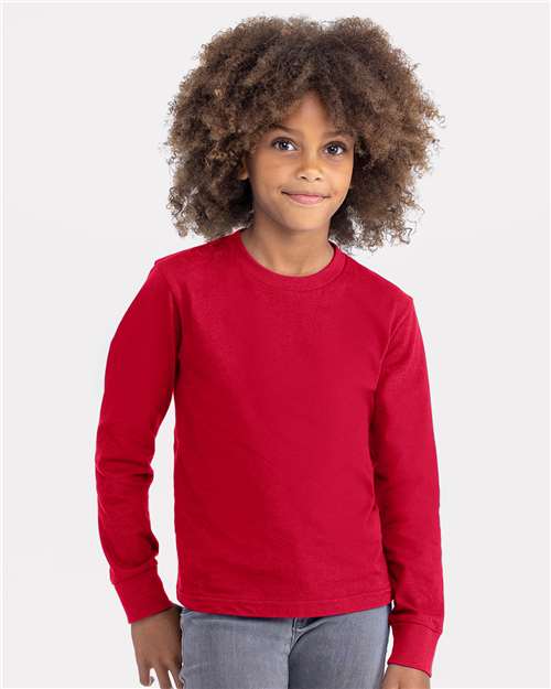 Next Level 3311 Youth Cotton Long Sleeve Tee - Front view