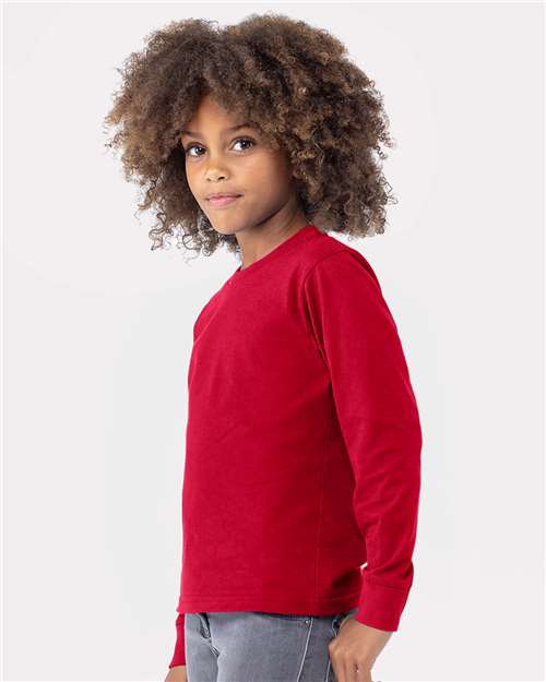 Next Level 3311 Youth Cotton Long Sleeve Tee - Side view