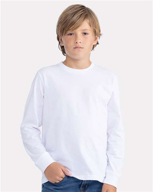 Next Level 3311 Youth Cotton Long Sleeve Tee - Front view
