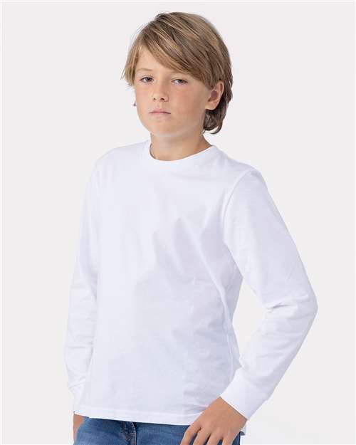 Next Level 3311 Youth Cotton Long Sleeve Tee - Side view