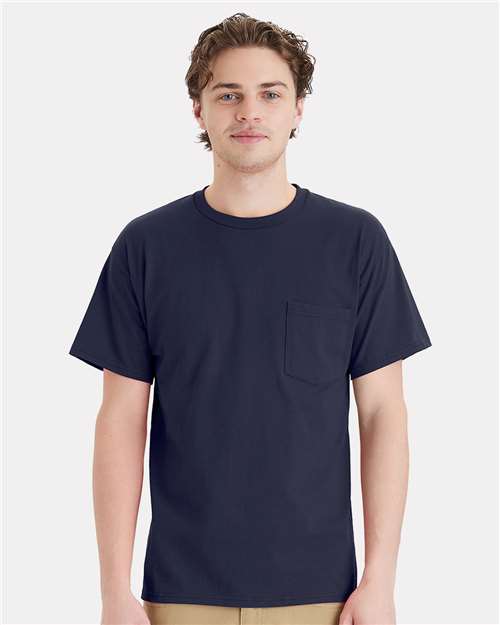 Hanes 5290P Unisex Essential-T Pocket T-Shirt - Front view