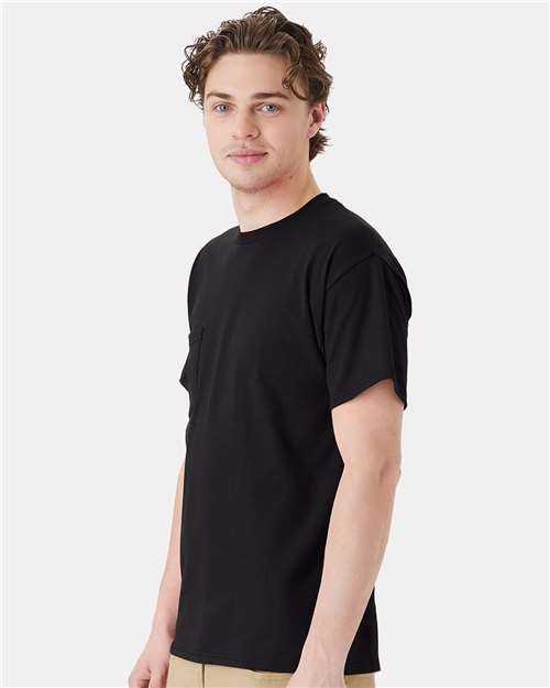 Hanes 5290P Unisex Essential-T Pocket T-Shirt - Side view