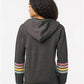 MV Sport W22732 Women's Striped Sleeves Full-Zip Hooded Sweatshirt - Back view