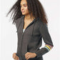 MV Sport W22732 Women's Striped Sleeves Full-Zip Hooded Sweatshirt - Side view
