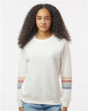 MV Sport W23152 Women's Striped Sleeves Crewneck Sweatshirt - Front view