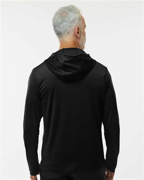 Adidas A596 Men's Lightweight Quarter-Zip Hooded Pullover - Back view