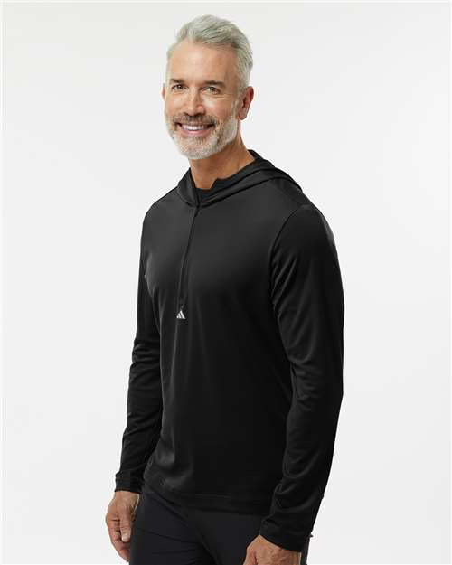 Adidas A596 Men's Lightweight Quarter-Zip Hooded Pullover - Side view