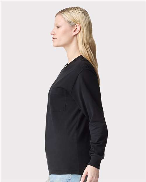American Apparel 9410 Unisex Super Heavyweight Long Sleeve Pocket Tee - Side view