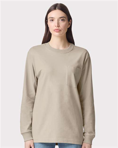 American Apparel 9410 Unisex Super Heavyweight Long Sleeve Pocket Tee - Front view