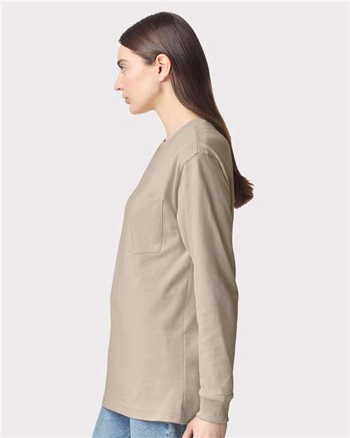 American Apparel 9410 Unisex Super Heavyweight Long Sleeve Pocket Tee - Side view