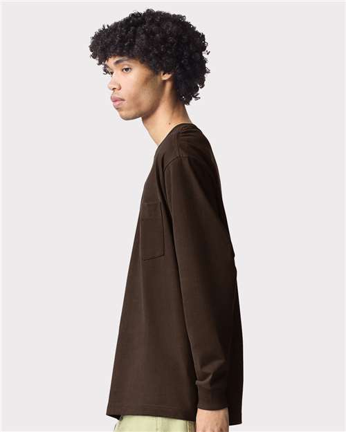American Apparel 9410 Unisex Super Heavyweight Long Sleeve Pocket Tee - Side view