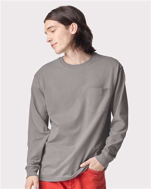 American Apparel 9410 Unisex Super Heavyweight Long Sleeve Pocket Tee - Front view