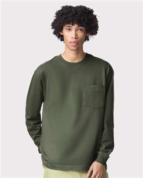 American Apparel 9410 Unisex Super Heavyweight Long Sleeve Pocket Tee - Front view