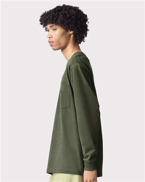 American Apparel 9410 Unisex Super Heavyweight Long Sleeve Pocket Tee - Side view
