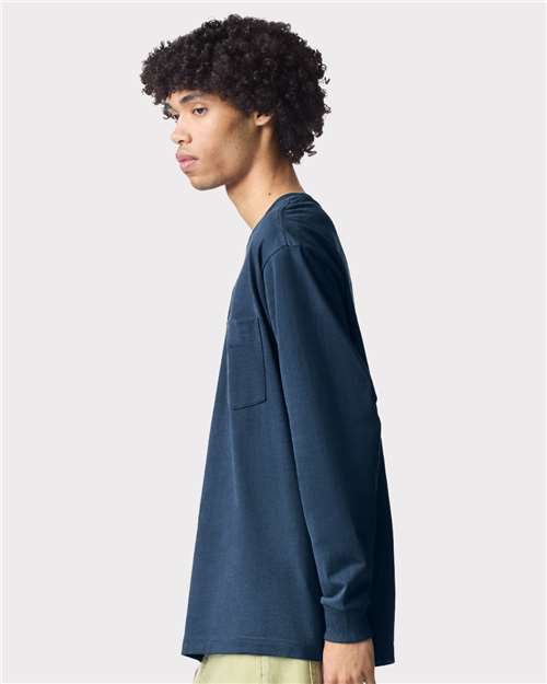 American Apparel 9410 Unisex Super Heavyweight Long Sleeve Pocket Tee - Side view