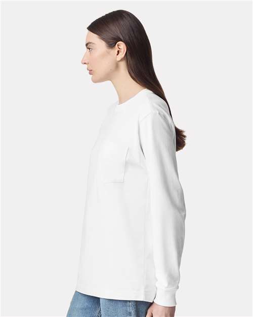 American Apparel 9410 Unisex Super Heavyweight Long Sleeve Pocket Tee - Side view