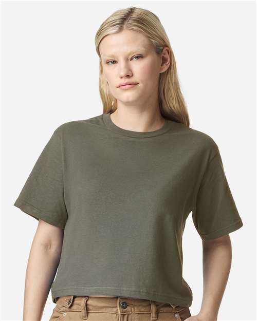 American Apparel 102 Women's Fine Jersey Mid-Length Boxy Tee - Front view