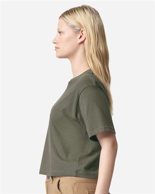 American Apparel 102 Women's Fine Jersey Mid-Length Boxy Tee - Side view