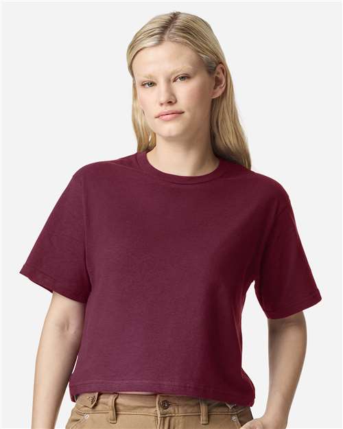 American Apparel 102 Women's Fine Jersey Mid-Length Boxy Tee - Front view