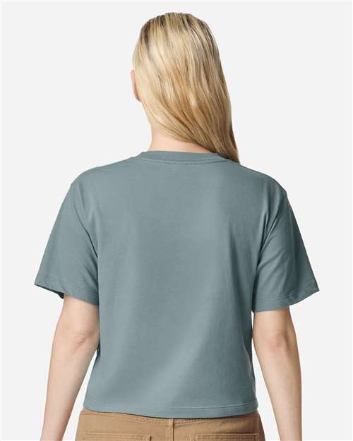 American Apparel 102 Women's Fine Jersey Mid-Length Boxy Tee - Back view