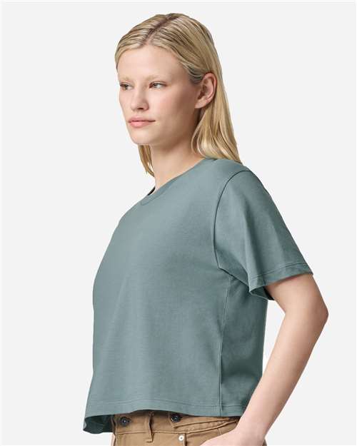American Apparel 102 Women's Fine Jersey Mid-Length Boxy Tee - Side view