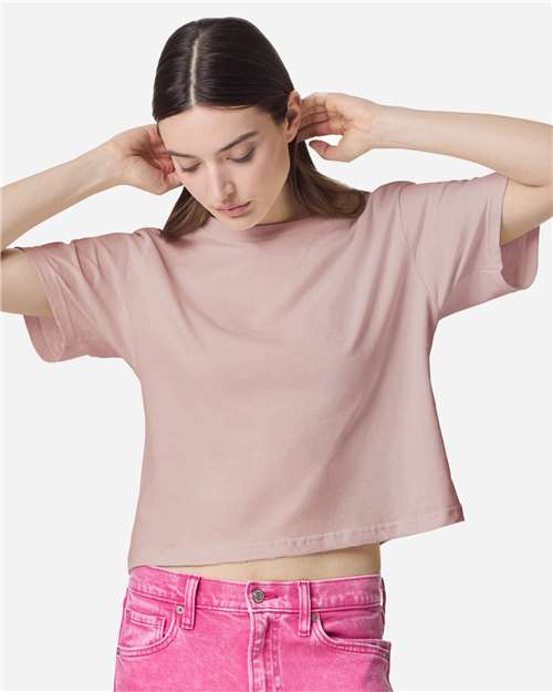 American Apparel 102 Women's Fine Jersey Mid-Length Boxy Tee - Front view