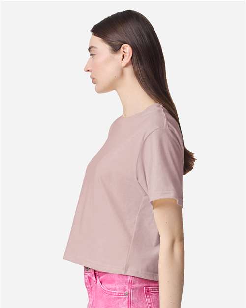 American Apparel 102 Women's Fine Jersey Mid-Length Boxy Tee - Side view
