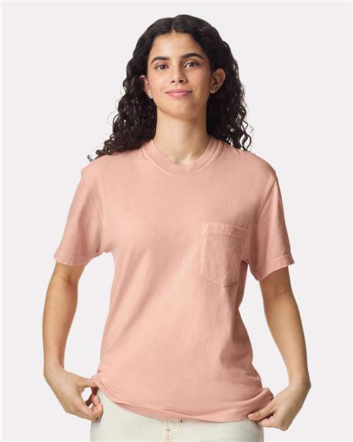 Comfort Colors 6030 Unisex Garment-Dyed Heavyweight Pocket T-Shirt - Front view