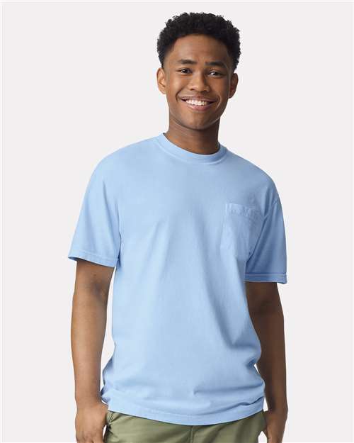 Comfort Colors 6030 Unisex Garment-Dyed Heavyweight Pocket T-Shirt - Front view