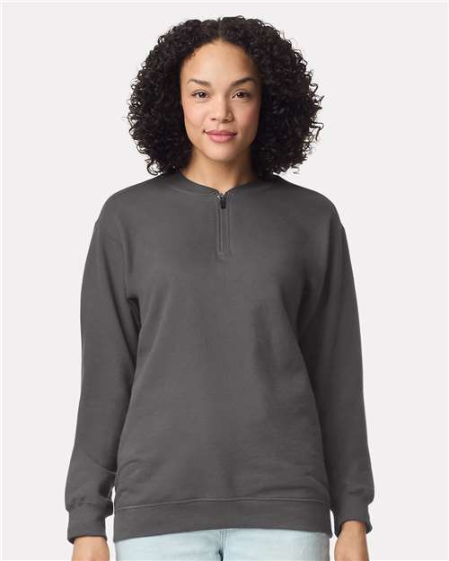 Gildan SF008 Unisex Softstyle? Midweight Quarter-Zip Sweatshirt - Front view