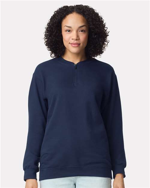 Gildan SF008 Unisex Softstyle? Midweight Quarter-Zip Sweatshirt - Front view
