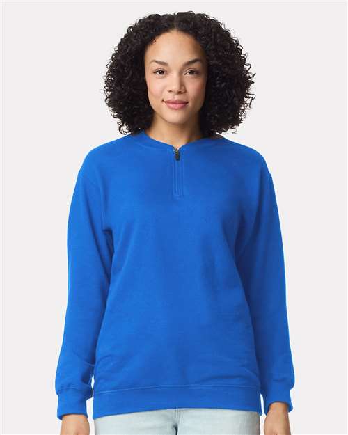 Gildan SF008 Unisex Softstyle? Midweight Quarter-Zip Sweatshirt - Front view