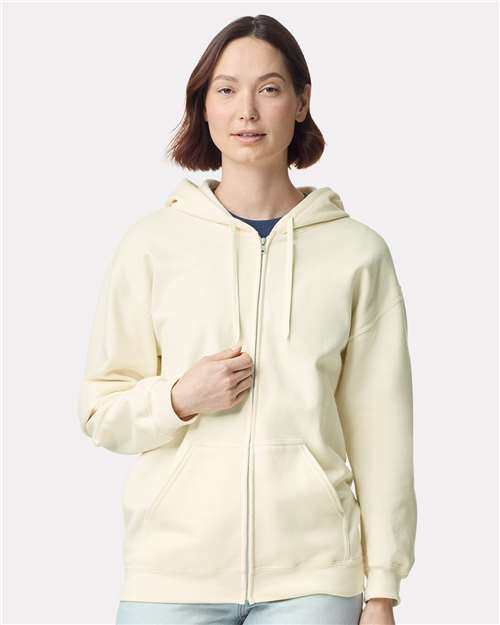 Gildan SF600 Unisex Softstyle? Midweight Full-Zip Hooded Sweatshirt - Front view