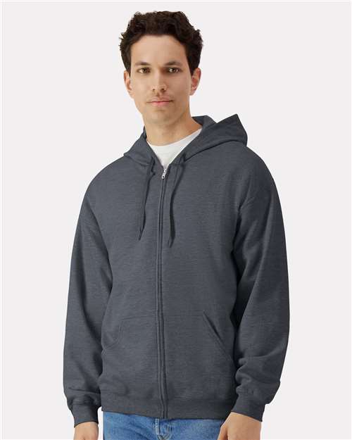 Gildan SF600 Unisex Softstyle? Midweight Full-Zip Hooded Sweatshirt - Front view