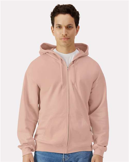 Gildan SF600 Unisex Softstyle? Midweight Full-Zip Hooded Sweatshirt - Front view