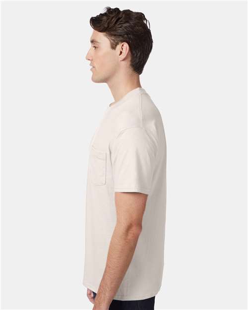 Hanes 5190 Unisex Beefy-T? Pocket T-Shirt - Side view