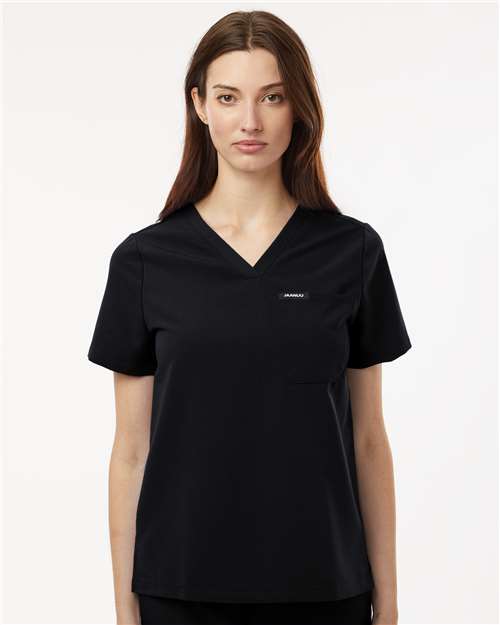 Jaanuu W10001 Women's Rhena Essential 1-Pocket Scrub V-Neck Top - Front view