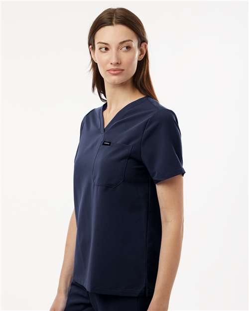 Jaanuu W10001 Women's Rhena Essential 1-Pocket Scrub V-Neck Top - Side view