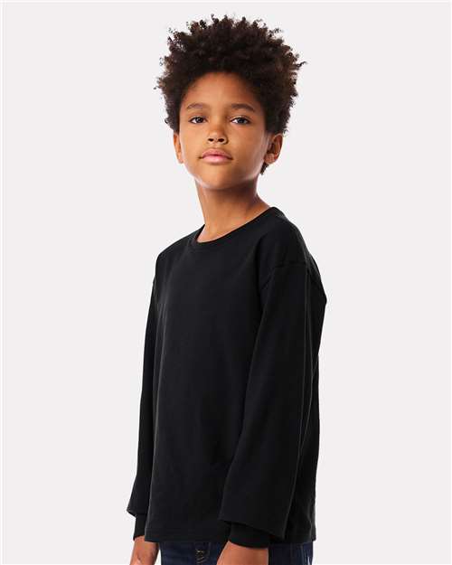 BELLA  CANVAS 3511Y Youth 6oz. Heavyweight Long Sleeve Tee - Side view